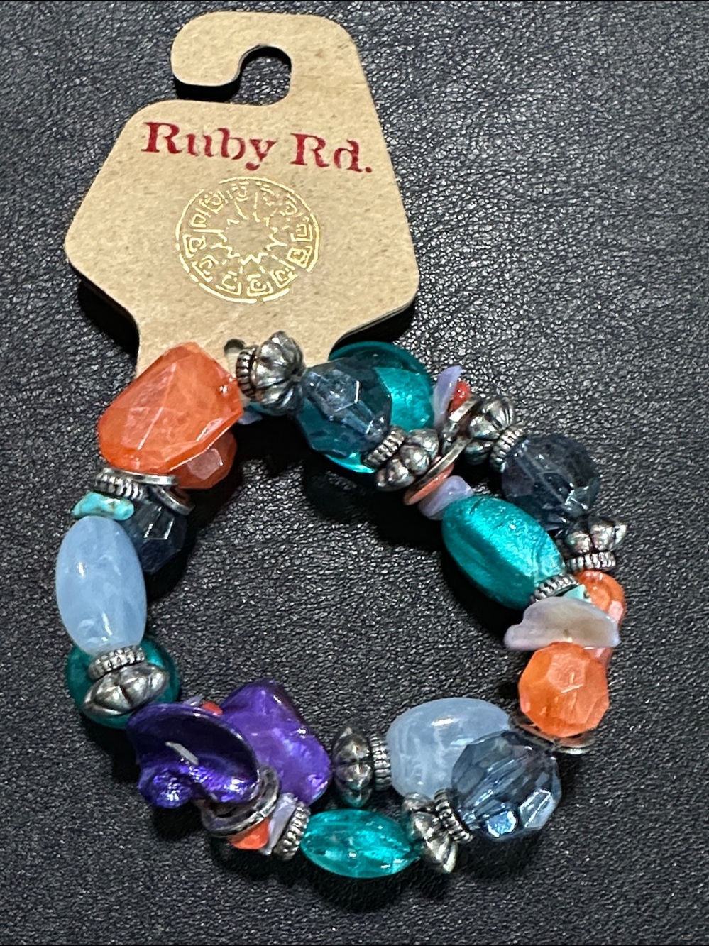 Ruby Red Navajo Blues Double Strand Stretch Bracelet